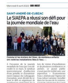 Journée mondiale de l’eau : la très belle réussite du SIAEPA du Cubzadais Fronsadais (Gironde)