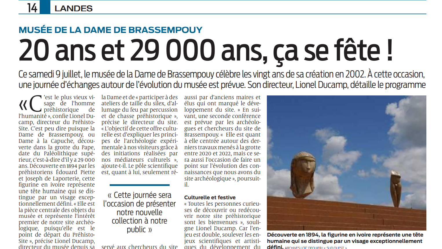 Landes : la fête de « la dame de Brassempouy » : la dame à la capuche