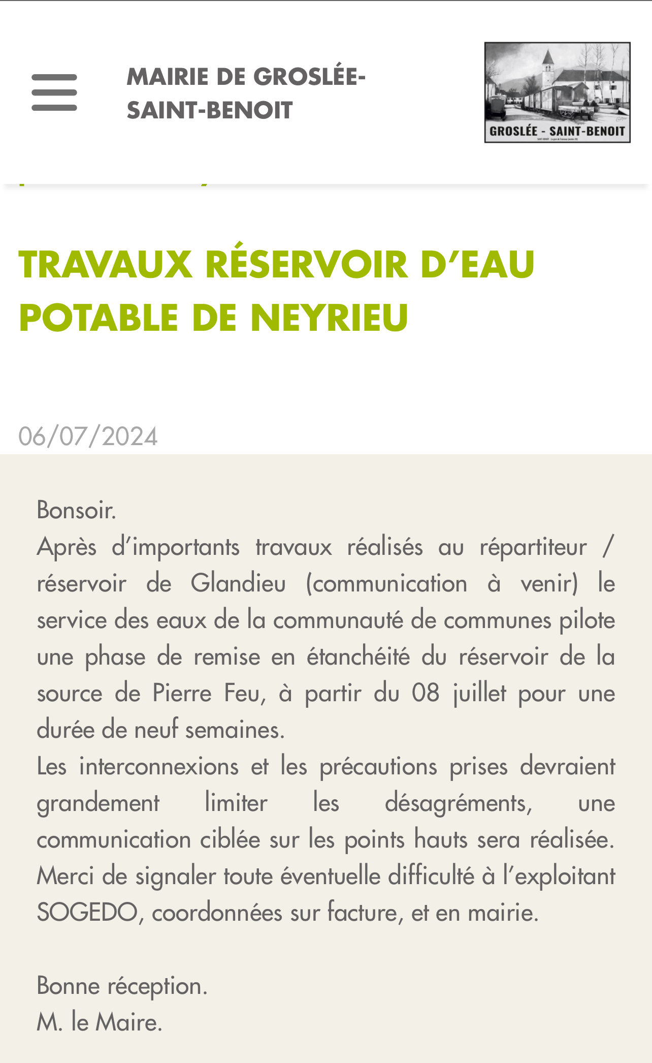 Groslée-Saint-Benoit : précisions pour des travaux